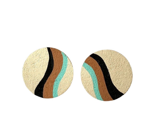 70’s Brown Wave Print Studs - GN101 - The Hare and the Moon