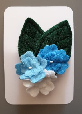 Blue Felt Flower Brooch - FB01 - The Hare and the Moon