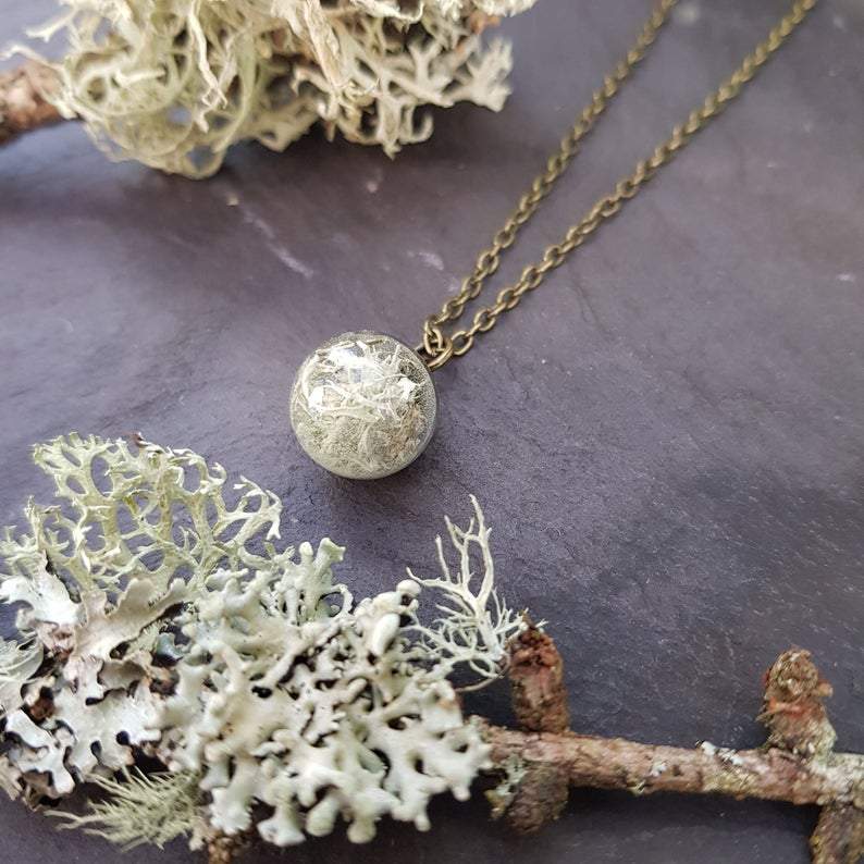 Butterfly & Toadstool Necklaces Lichen Globe Terrarium Necklace - BT5