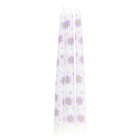 Jones Home & Gift Candles & Accessoires Purple Daisy Taper Candles - SOLD INDIVIDUALLY