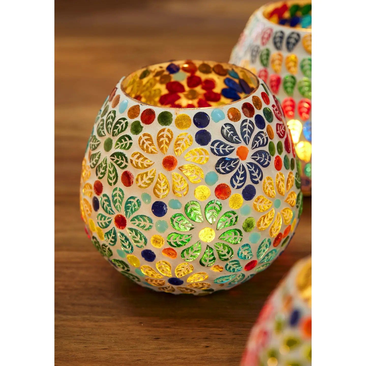 namaste Candles & Accessories Keya Multi Colour Recycled Glass Tealight Holder-TL500