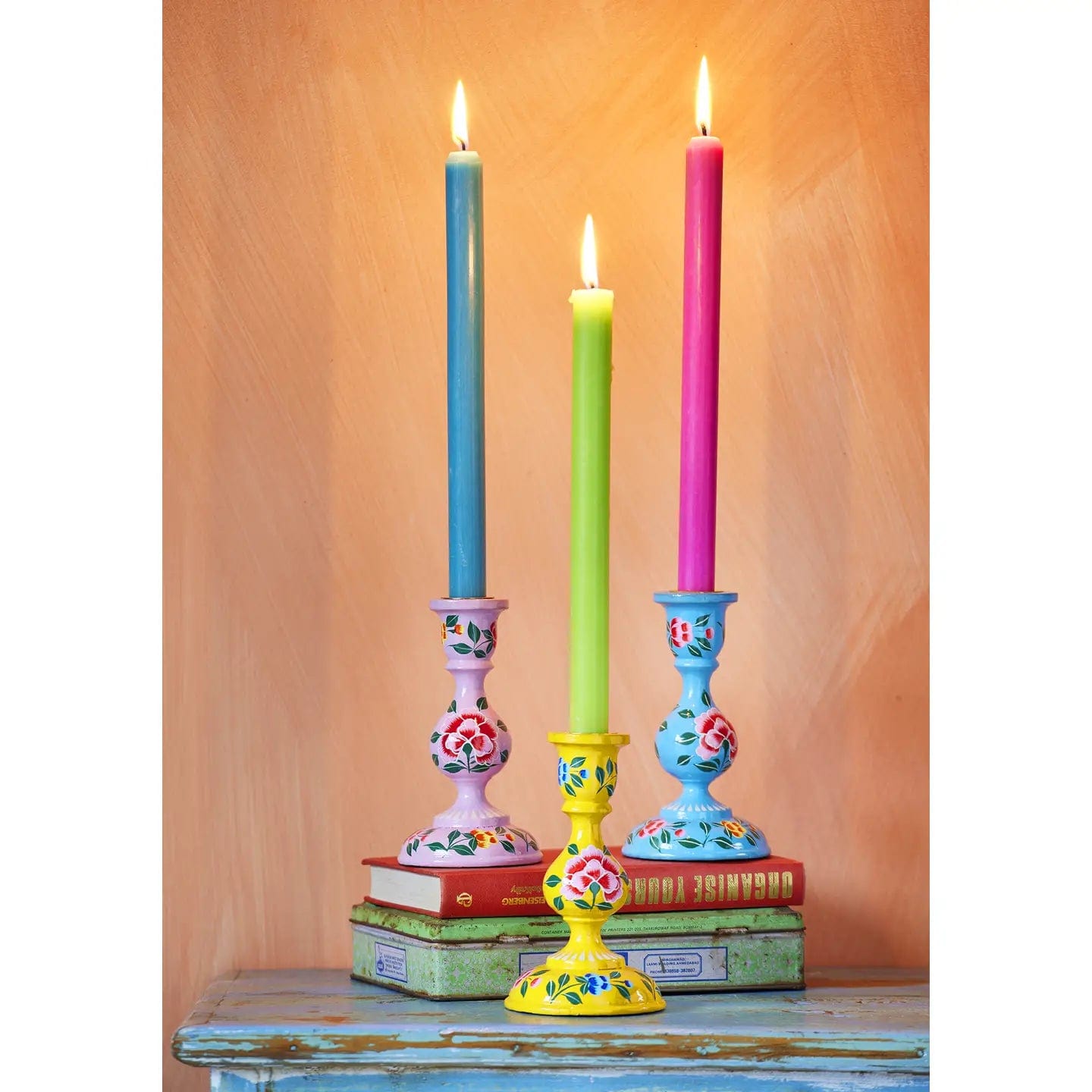 namaste Candles & Accessories Large Hand Painted Kashmiri Candlestick