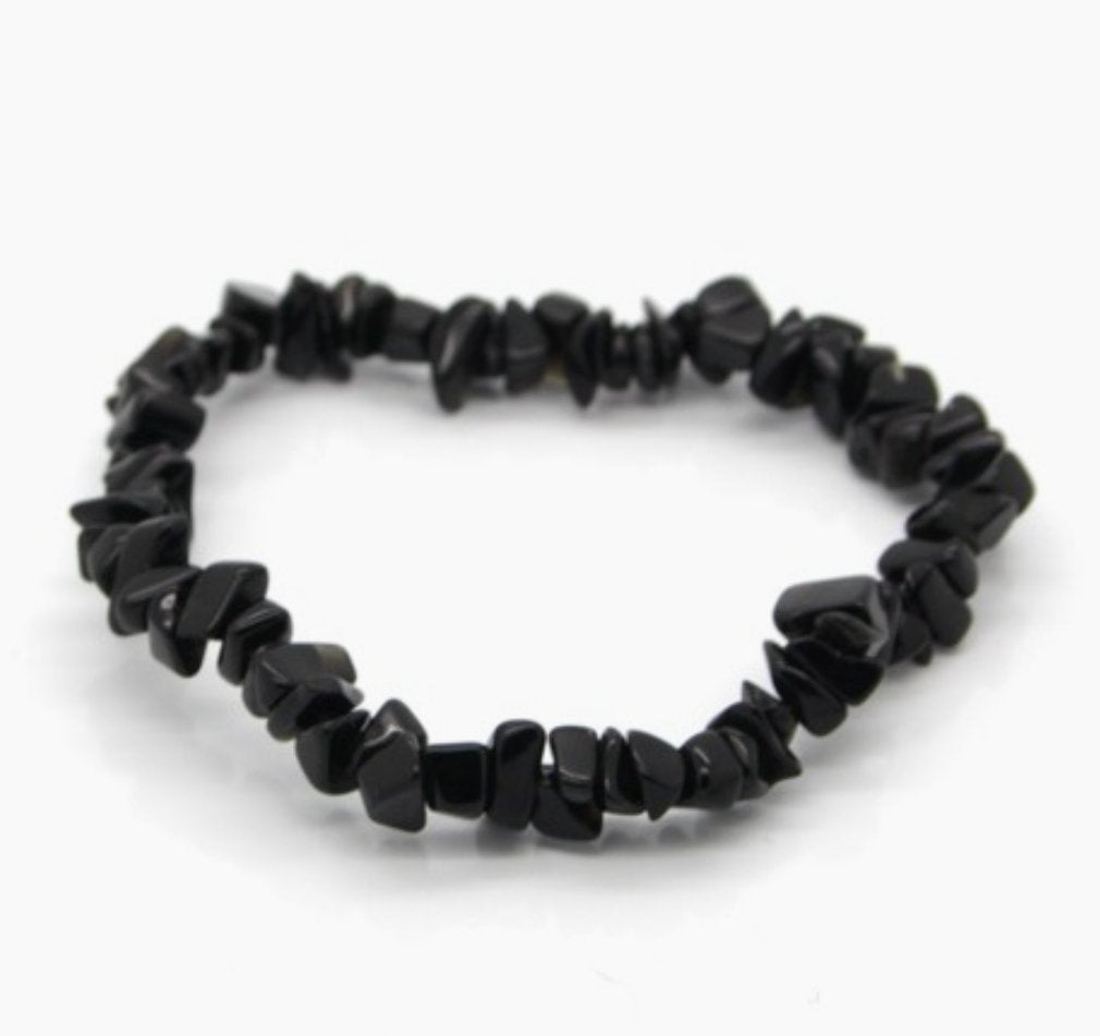 Chipstone Bracelet - Black Obsidian - Aura Cleanser - CBA66 - The Hare and the Moon