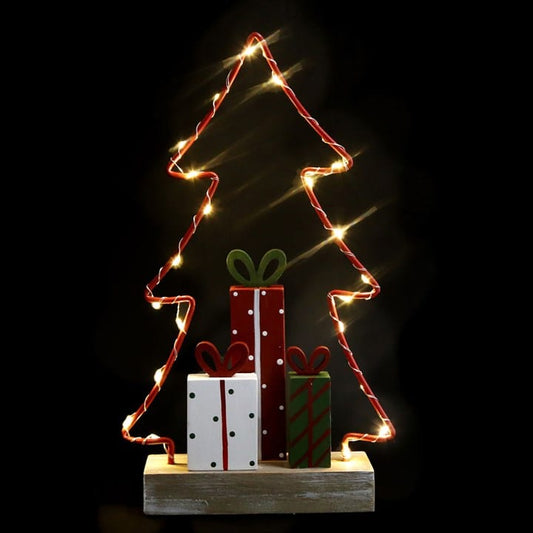 Jones Home & Gift Christmas Decorations 33cm LED Tree with Presents Decoration