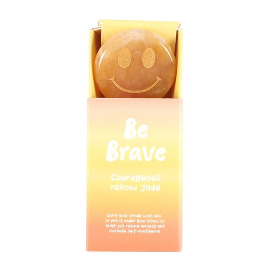 Jones Home & Gift Crystals Be Brave Yellow Jade Happy Face Crystal