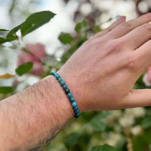 The Hare And The Moon Crystals Blue Apatite Power Bead Bracelet - Stone For Flexibility and Understanding - CS7403