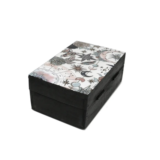 DESIGNS BY DEEKAY INC Jewellery Storage Celestial Pink 6" X 4" Black Wooden Memory Jewelry Storage