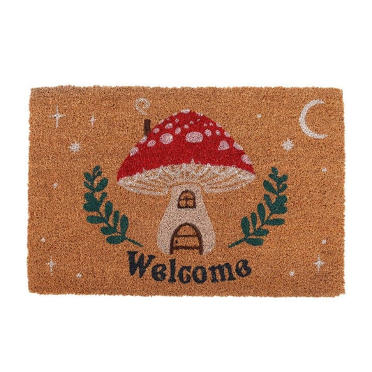 Jones Home & Gift Doormats NATURAL WELCOME MUSHROOM HOUSE DOORMAT