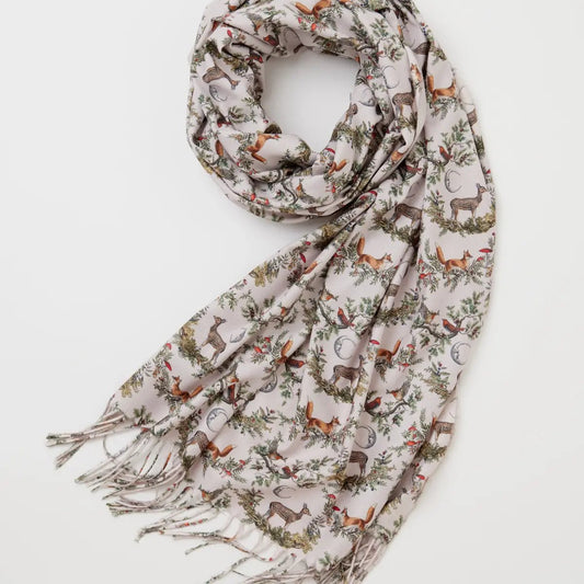 Fable Scarves & Shawls A Night's Tale - Grey Woodland Scene Fable Scarf - 49057 & 49062