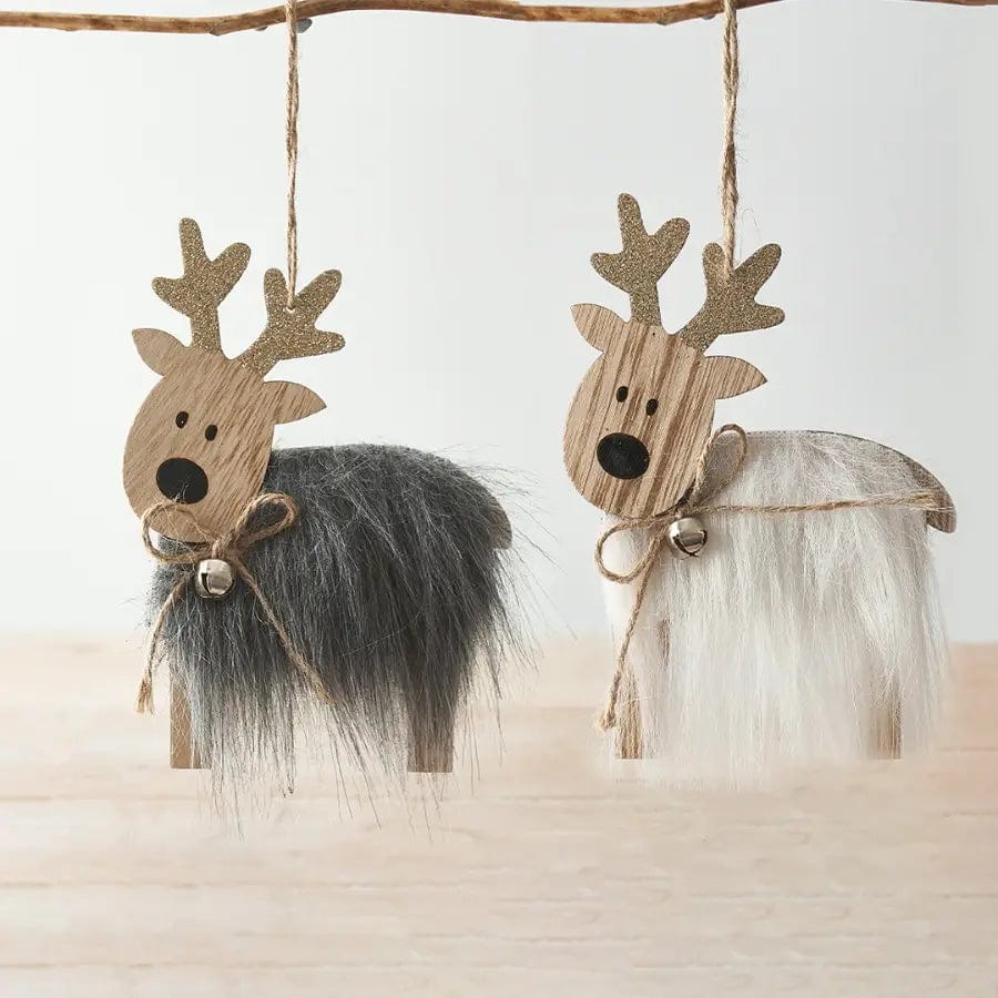 Gainsborough Giftware Christmas Decorations Faux Fur Wooden Reindeer Hanger