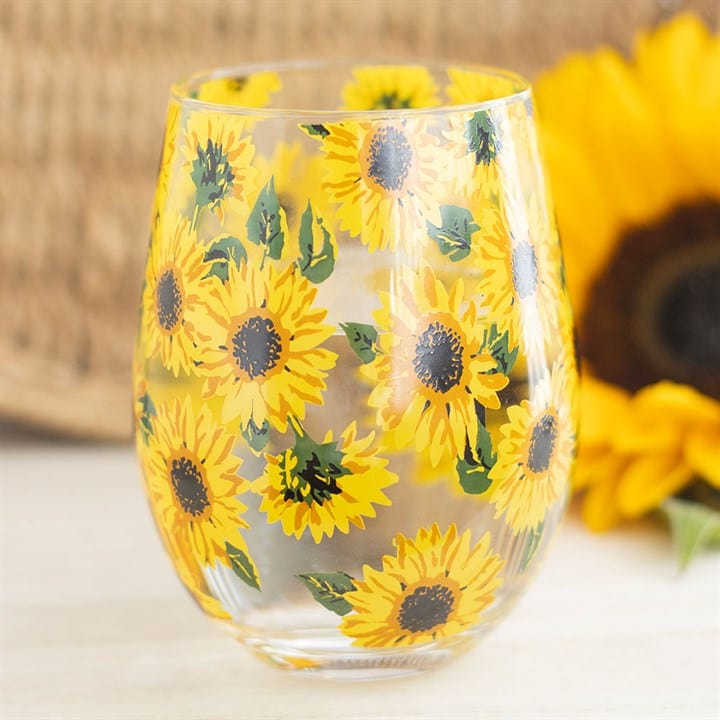 Jones Home & Gift Glasses & Barware Sunflower Print Stemless Glass - 5056131160620