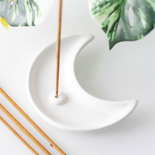 Jones Home & Gift Incense White Crescent Moon Incense Stick Holder - 5056131153912