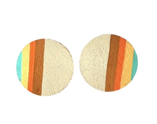 Ivy and Ginger Earrings 70’s Stripe Edge Print Studs - GN102