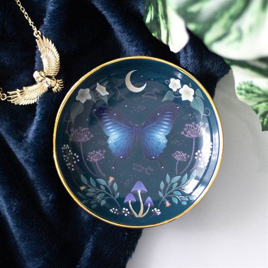 Jones Home & Gift Jewellery Storage ROUND MIDNIGHT MOTH TRINKET DISH - 5056131156166