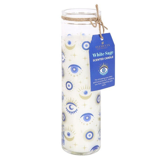 Jones Home & Gift Candles & Accessoires ALL SEEING EYE WHITE SAGE TUBE CANDLE