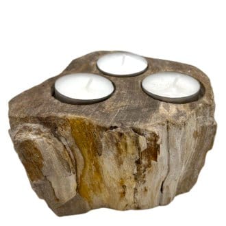 Jones Home & Gift Candles & Accessories Petrified Wood Candle Holder - Triple