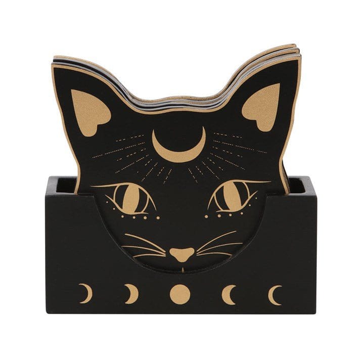 Jones Home & Gift Coasters MYSTIC MOG CAT FACE COASTER  - sold Individually