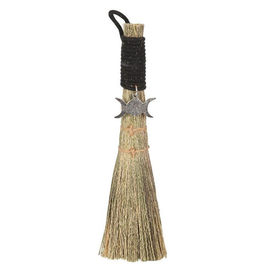 Jones Home & Gift Decor 20CM BROOM WITH TRIPLE MOON CHARM