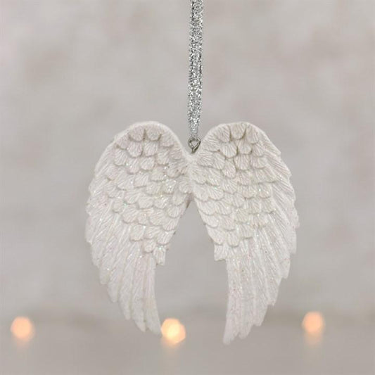 Jones Home & Gift Hanging Decorations DOUBLE GLITTER ANGEL WING HANGING DECORATION