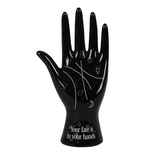 Jones Home & Gift Home Ornaments BLACK CERAMIC PALMISTRY HAND ORNAMENT