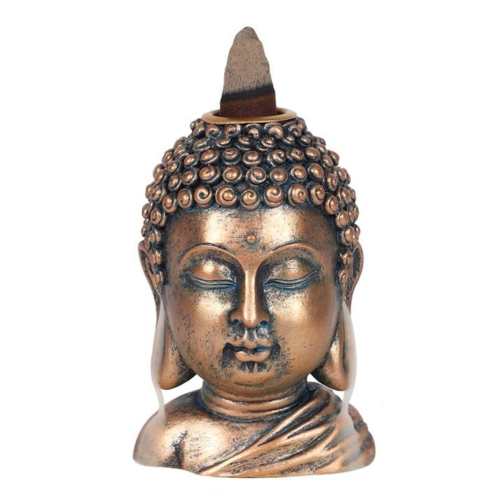 Jones Home & Gift Incense BRONZE BUDDHA HEAD BACKFLOW INCENSE BURNER