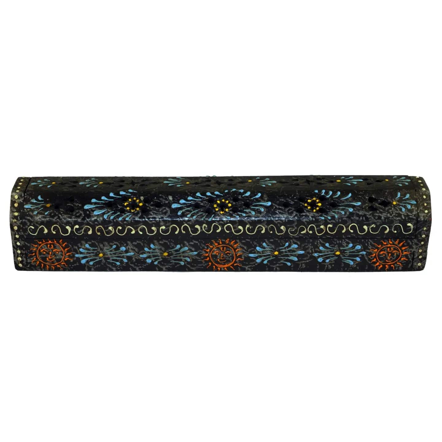 Jones Home & Gift Incense Hand Painted Wooden Incense Box (12 in.) - Black