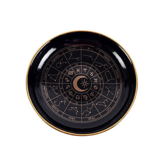 Jones Home & Gift Jewellery Storage BLACK ASTROLOGY WHEEL TRINKET DISH