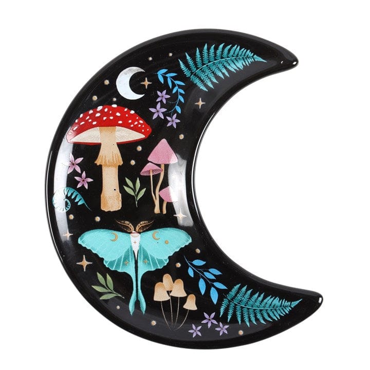 Jones Home & Gift Jewellery Storage CRESCENT MOON DARK FOREST PRINT TRINKET DISH