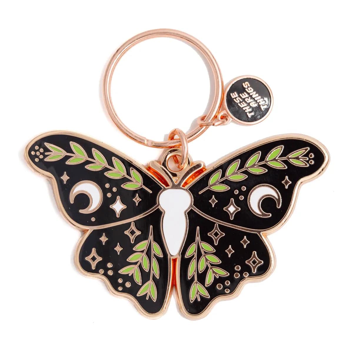 Jones Home & Gift Keyrings Lunar Floral Moth Enamel Keychain - TR46