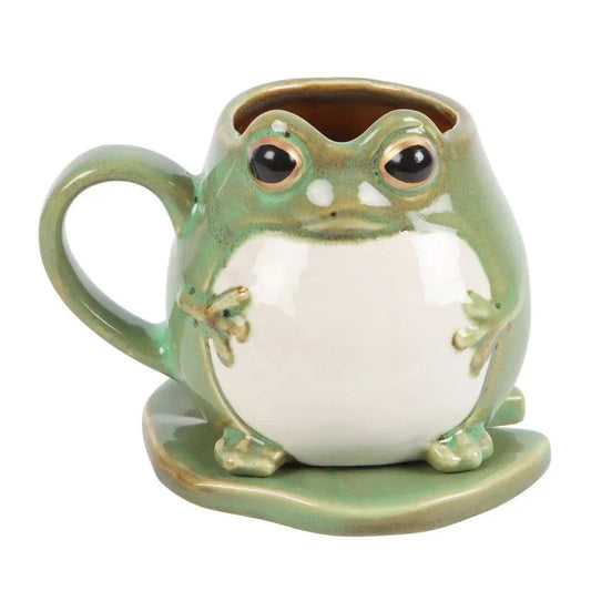 Jones Home & Gift Mugs Frog Shaped Mug and Lily Pad Saucer