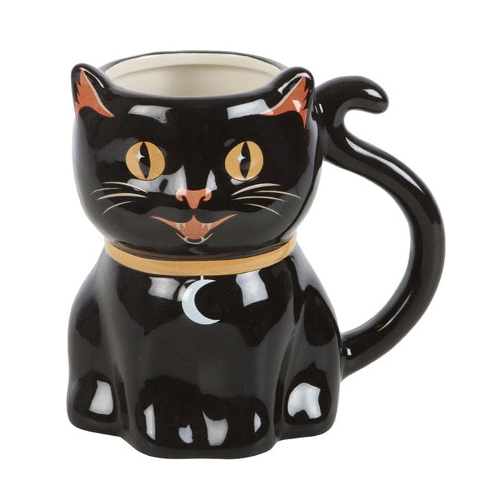 Jones Home & Gift Mugs SPOOKY BLACK CAT SHAPED MUG