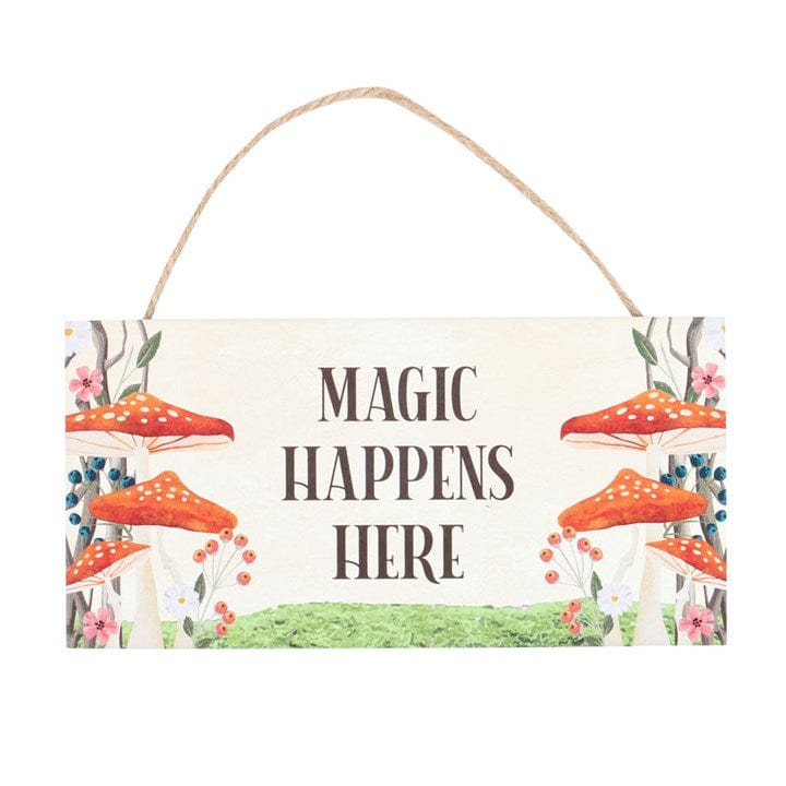 Jones Home & Gift Signs and Memoboards MAGIC HAPPENS HERE MUSHROOM HANGING SIGN