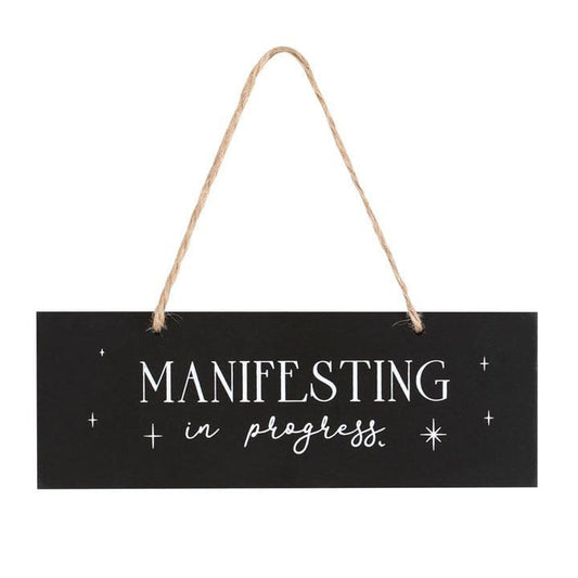 Jones Home & Gift Signs and Memoboards MANIFESTING IN PROGRESS HANGING SIGN