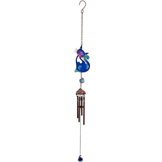 Jones Home & Gift Windchimes BLUE SLINKY CAT WINDCHIME