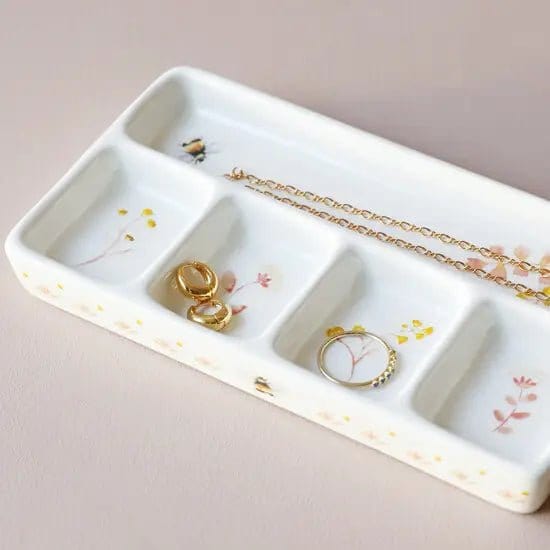 Lisa Angel Jewellery Storage Floral Trinket Tray - Bee Design - Dusky Pink