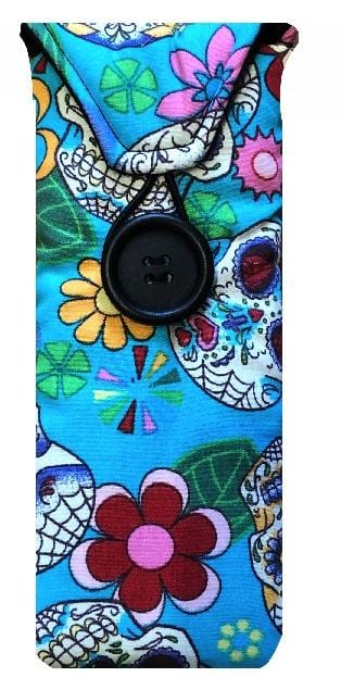 Miss Pretty London Glasses Cases Aqua Blue Mexican Skulls Print Glasses Case