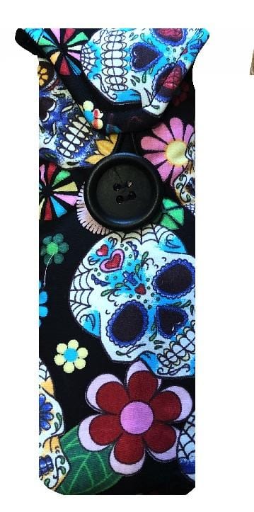 Miss Pretty London Glasses Cases Black Mexican Skulls Print Glasses Case