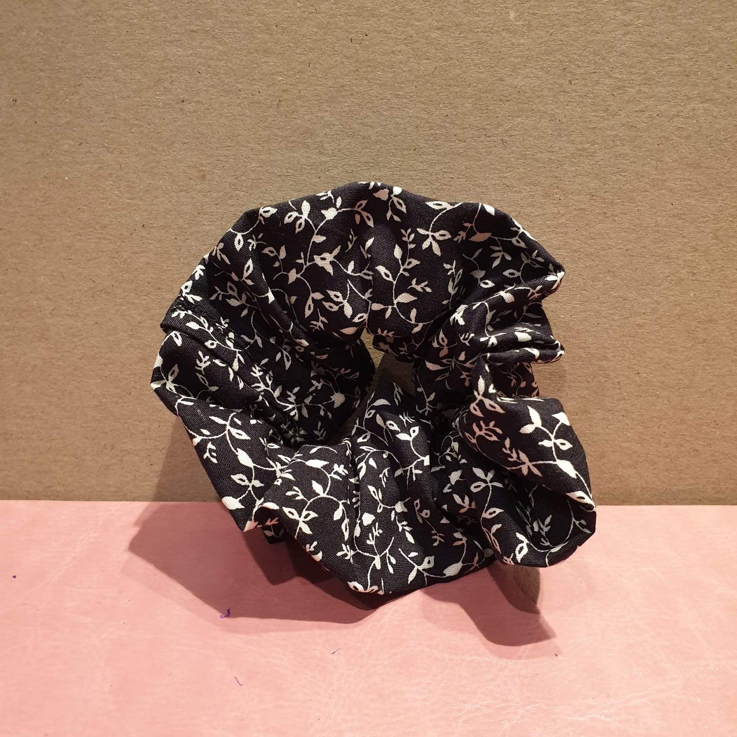 Miss Pretty London hair Accessories Black Flowers Print Hair Scrunchie