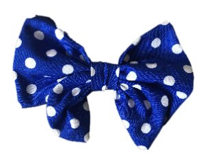 Miss Pretty London hair Accessories Blue and White Polka Dot Cotton Hair Bow Clip