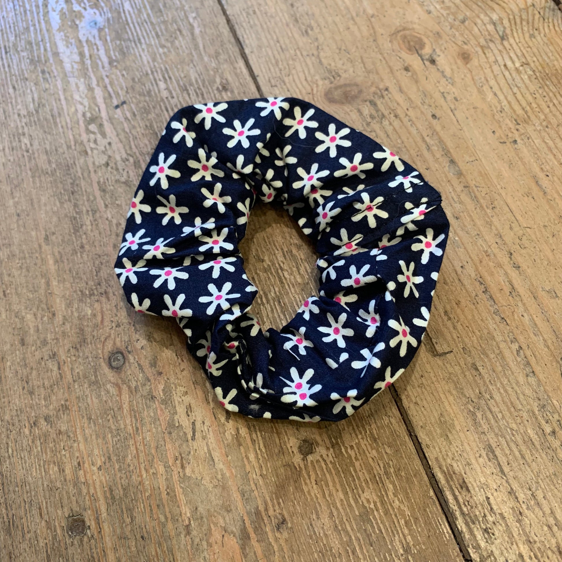 Miss Pretty London hair Accessories Navy Daisy Print Hair Scrunchie