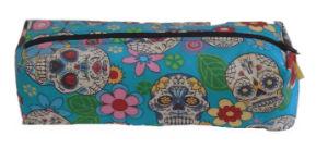 Miss Pretty London Pencil Case Aqua Blue Mexican Skulls Print Pencil Case