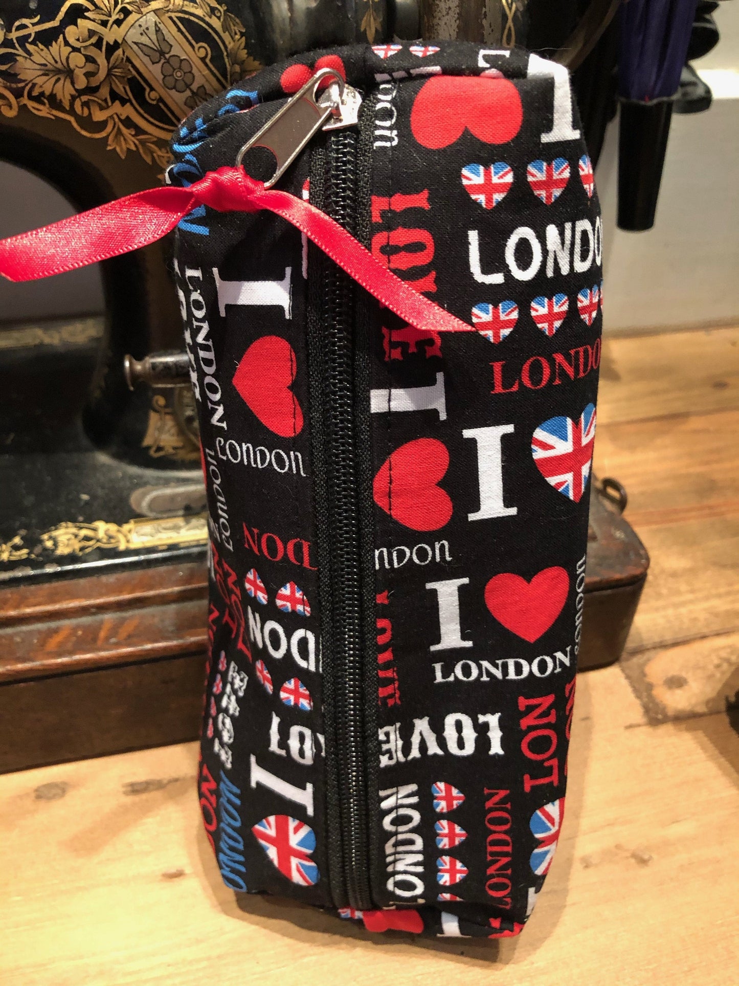 Miss Pretty London Pencil Case Black and Red London Print Pencil Case