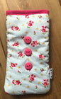 Miss Pretty London Phone Socks Blue Vintage Flowers Print Mobile Phone Sock Pouch