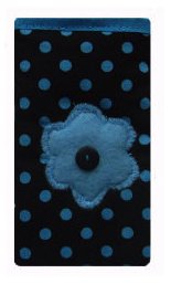 Miss Pretty London Phone Socks Dark Blue Polka Dot Print (with flower) Mobile Phone Sock Pouch