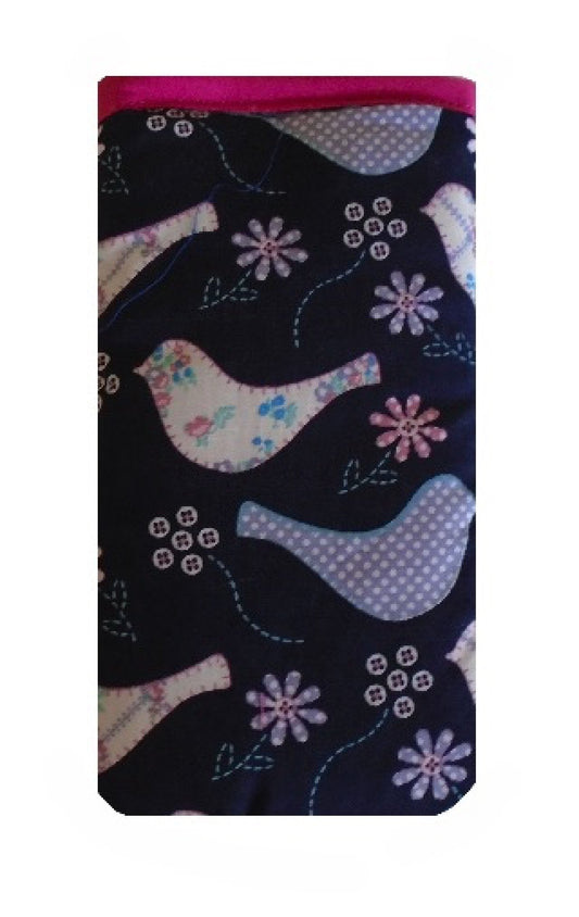 Miss Pretty London Phone Socks Floral Doves Print Mobile Phone Sock Pouch