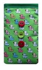 Miss Pretty London Phone Socks Green Quacky Ducks Print Mobile Phone Sock Pouch