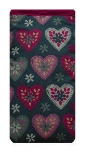 Miss Pretty London Phone Socks Grey and Pink Hearts Print Mobile Phone Sock Pouch