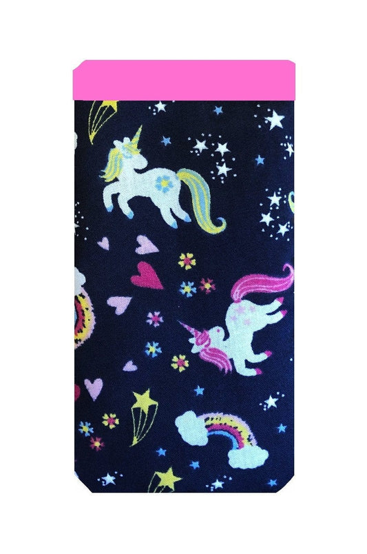 Miss Pretty London Phone Socks Navy Unicorn Print Mobile Phone Sock Pouch