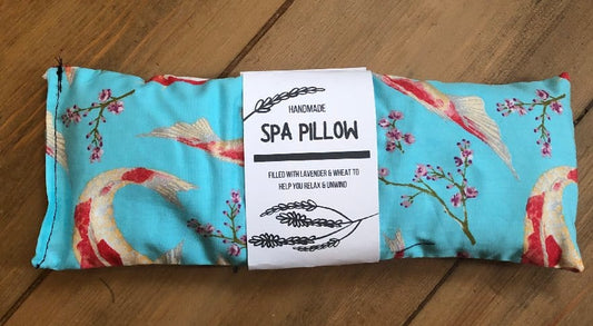 Miss Pretty London Skincare Aqua Koi Carp Print Handmade Heatable Lavender and Wheat Spa Pillow