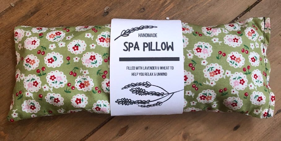 Miss Pretty London Skincare Green Blossom Print Handmade Heatable Lavender and Wheat Spa Pillow